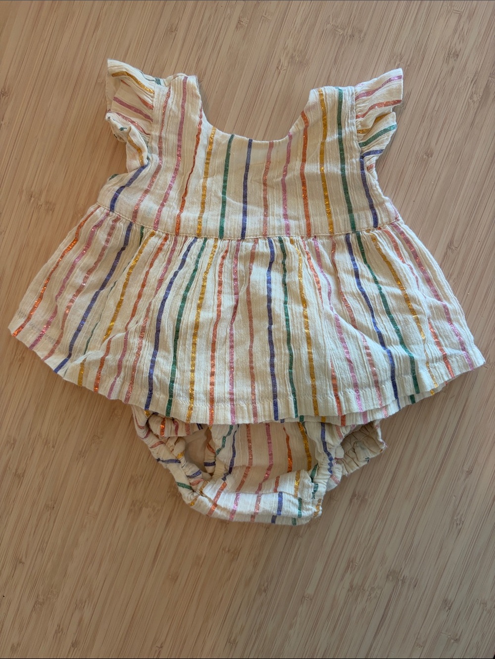Baby GAP Shiny Rainbow Outfit Set Cream Striped Ruffle Set